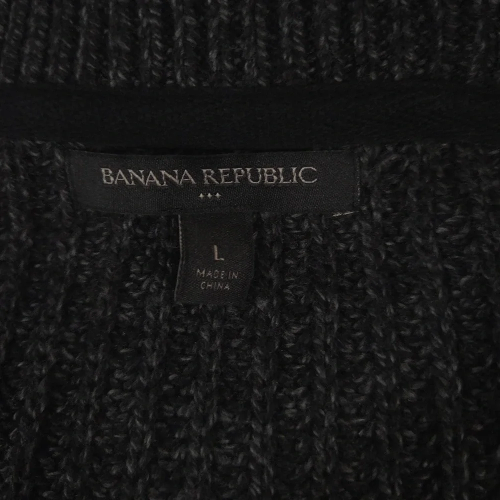 Banana Republic Sweater Mens Large Charcoal Full Zip Wool Blend Shawl Collar